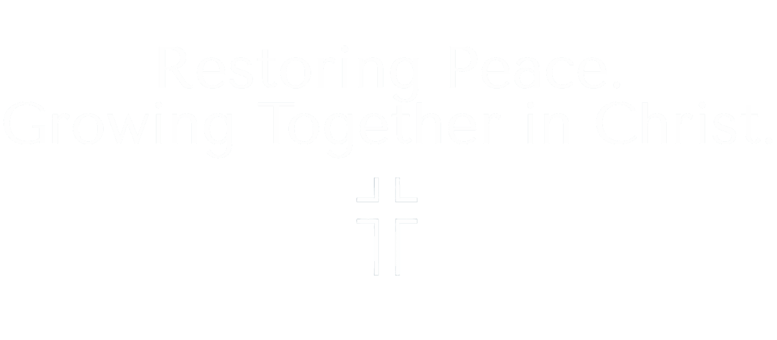 Peace Tustin gathered for outdoor worship. Restoring Peace. Growing Together in Christ.